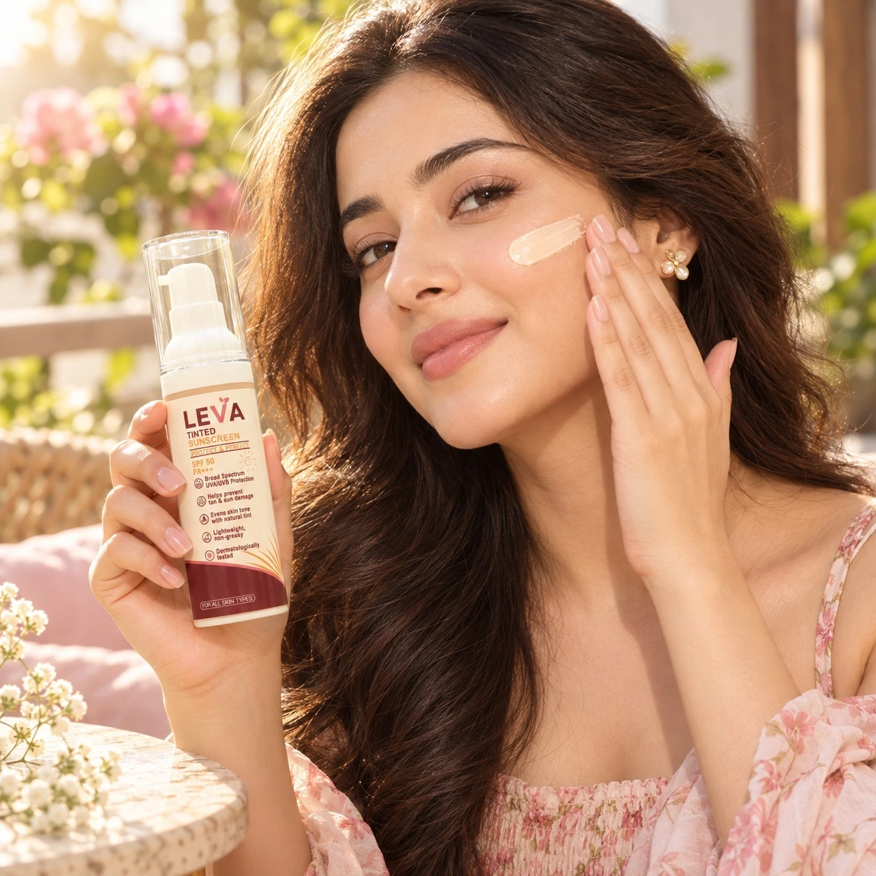 LEVA Tinted Sunscreen in morning sunlight